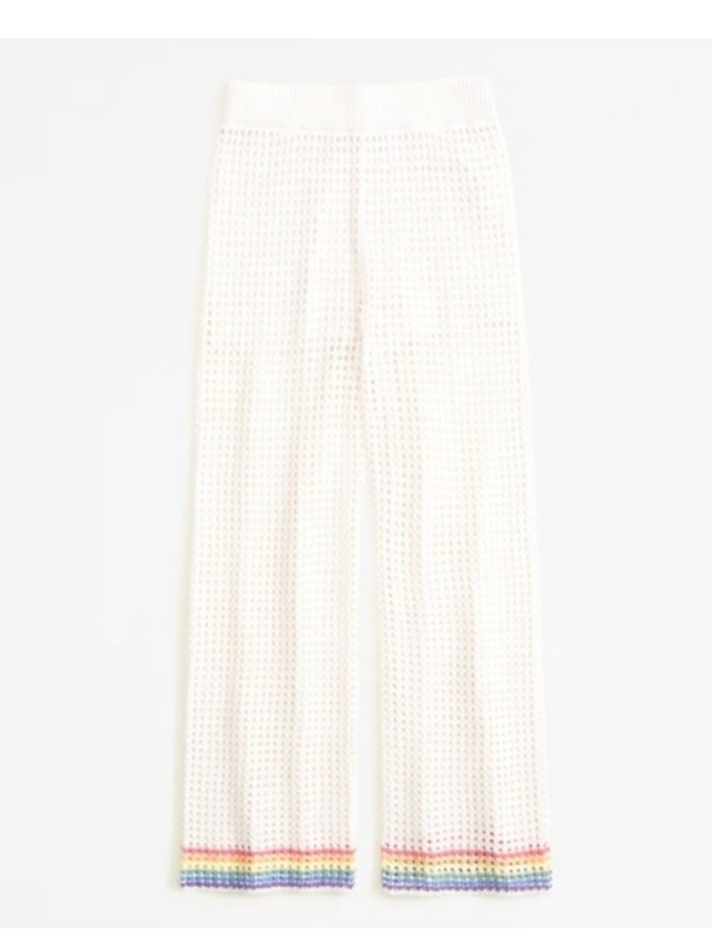 Abercrombie & fitch trevor project rainbow hem white crochet pants size medium